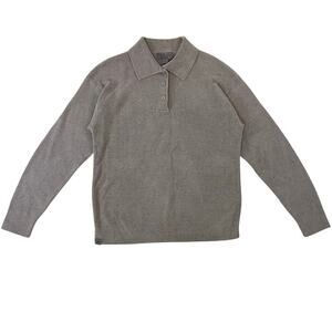 Barefoot Dreams CozyChic Ultra Lite Polo Sweater Top Women’s Small Taupe Knit